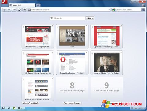 Ekrānuzņēmums Opera Windows XP