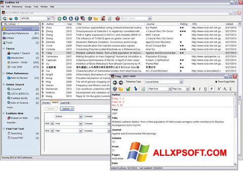 Ekrānuzņēmums EndNote Windows XP