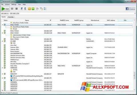 Ekrānuzņēmums Advanced IP Scanner Windows XP