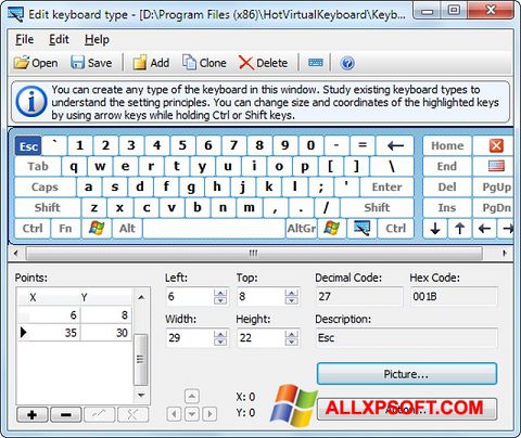 Ekrānuzņēmums Virtual Keyboard Windows XP