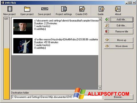 Ekrānuzņēmums DVD Flick Windows XP