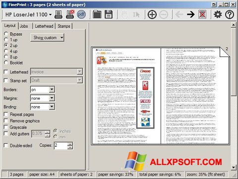 Ekrānuzņēmums FinePrint Windows XP