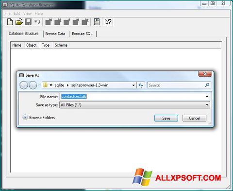 Ekrānuzņēmums SQLite Database Browser Windows XP
