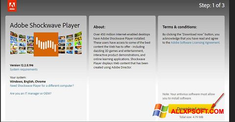 Ekrānuzņēmums Adobe Shockwave Player Windows XP