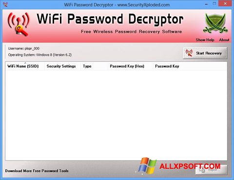 Ekrānuzņēmums WiFi Password Decryptor Windows XP