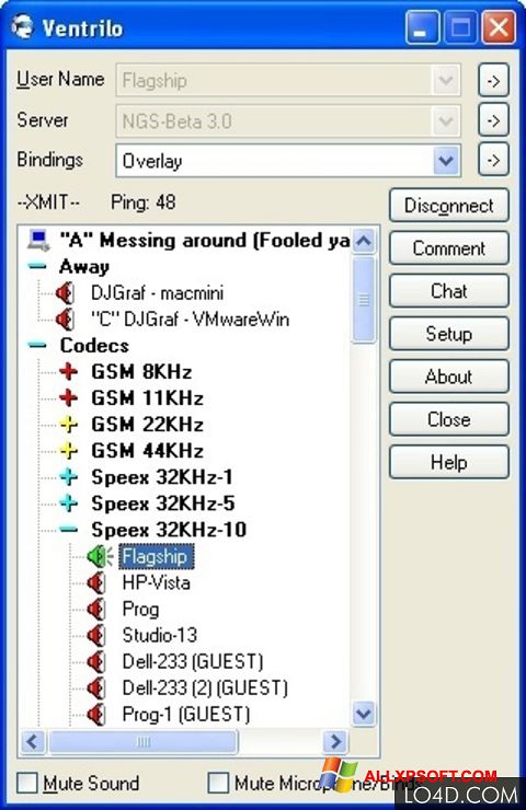 Ekrānuzņēmums Ventrilo Windows XP
