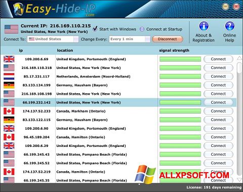 Ekrānuzņēmums Hide IP Easy Windows XP