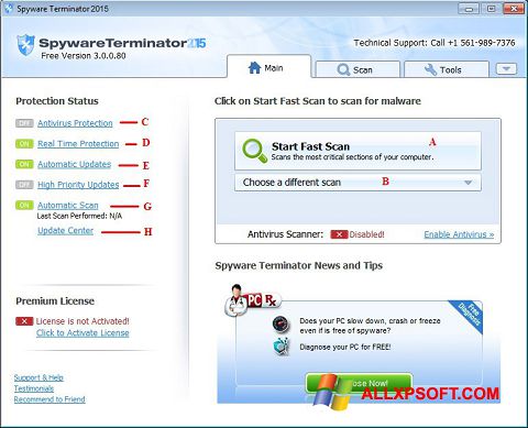 Ekrānuzņēmums Spyware Terminator Windows XP