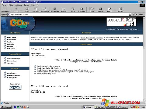 Ekrānuzņēmums CDex Windows XP