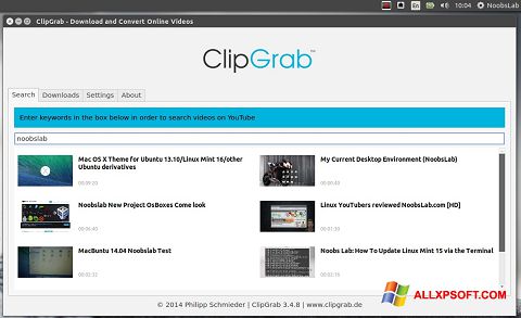 Ekrānuzņēmums ClipGrab Windows XP