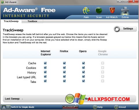 Ekrānuzņēmums Ad-Aware Windows XP