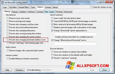 Ekrānuzņēmums Ad Muncher Windows XP