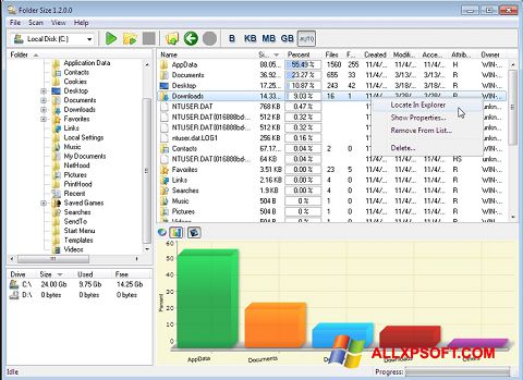 Ekrānuzņēmums Folder Size Windows XP