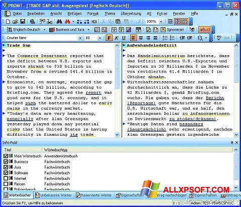Ekrānuzņēmums PROMT Windows XP
