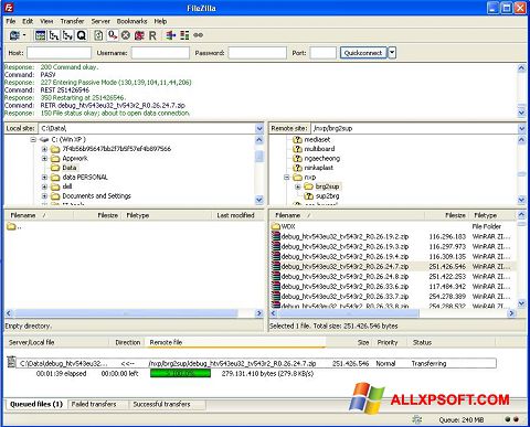 Ekrānuzņēmums FileZilla Windows XP