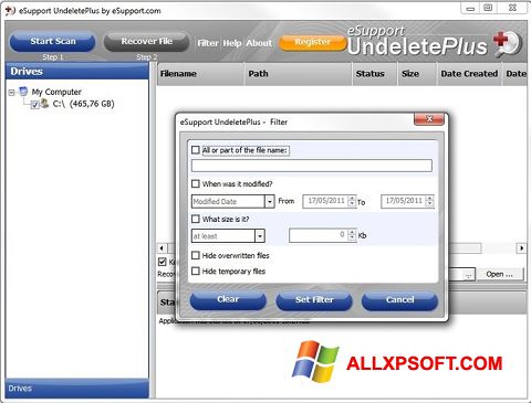 Ekrānuzņēmums Undelete Plus Windows XP