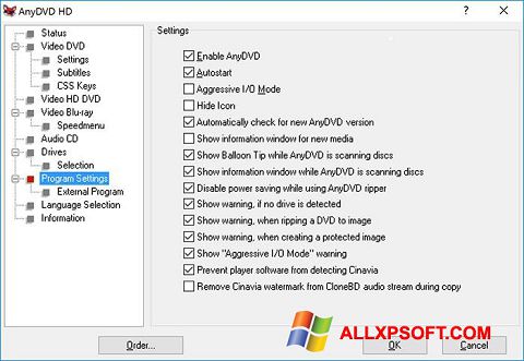 Ekrānuzņēmums AnyDVD Windows XP