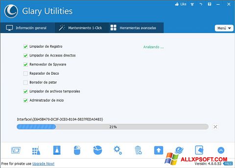 Ekrānuzņēmums Glary Utilities Windows XP