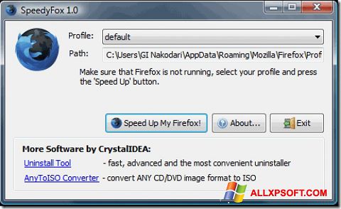 Ekrānuzņēmums SpeedyFox Windows XP