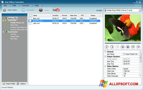 Ekrānuzņēmums Any Video Converter Windows XP