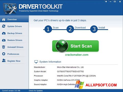 Ekrānuzņēmums Driver Toolkit Windows XP