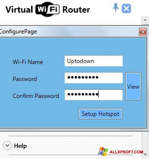 Ekrānuzņēmums Virtual WiFi Router Windows XP