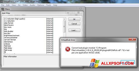 Ekrānuzņēmums VirtualDub Windows XP