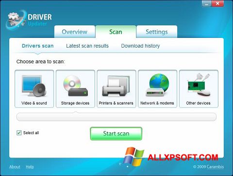 Ekrānuzņēmums Carambis Driver Updater Windows XP