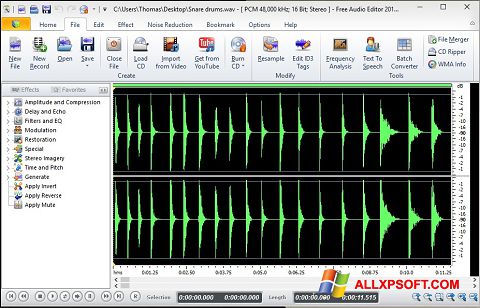 Ekrānuzņēmums Free Audio Editor Windows XP