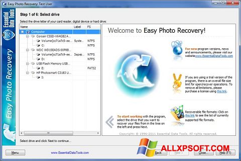 Ekrānuzņēmums Easy Photo Recovery Windows XP