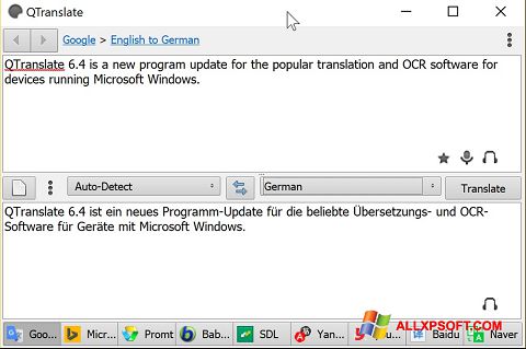 Ekrānuzņēmums QTranslate Windows XP