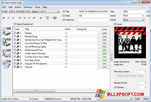 Ekrānuzņēmums Exact Audio Copy Windows XP