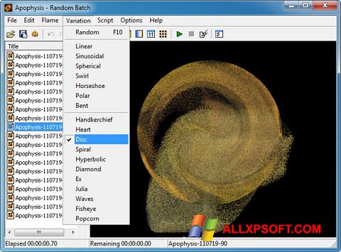 Ekrānuzņēmums Apophysis Windows XP