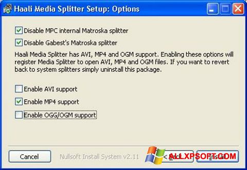Ekrānuzņēmums Haali Media Splitter Windows XP