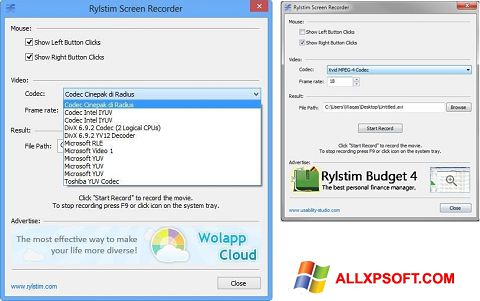 Ekrānuzņēmums Rylstim Screen Recorder Windows XP
