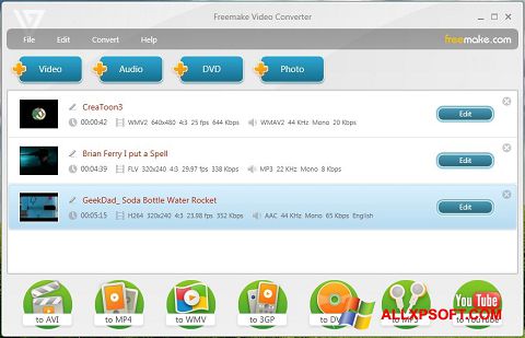Ekrānuzņēmums Freemake Video Converter Windows XP