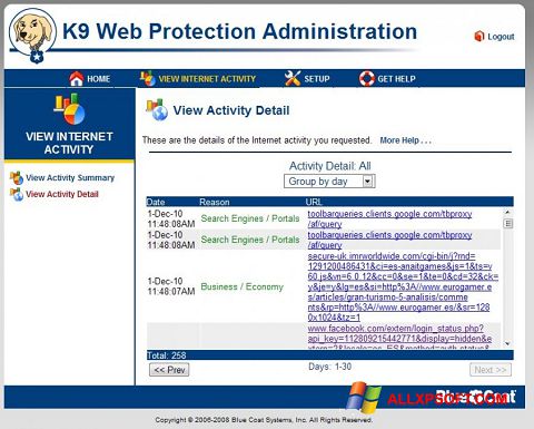 Ekrānuzņēmums K9 Web Protection Windows XP