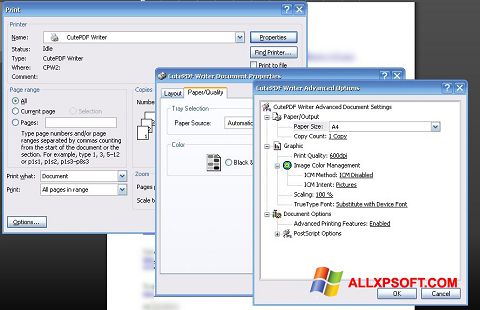 Ekrānuzņēmums CutePDF Writer Windows XP