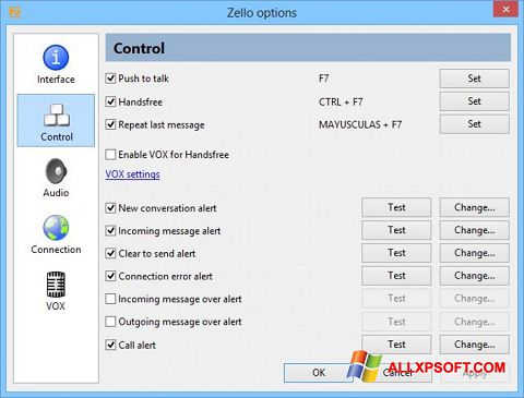 Ekrānuzņēmums Zello Windows XP