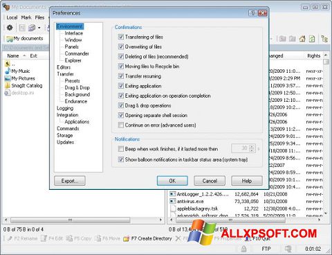 Ekrānuzņēmums WinSCP Windows XP