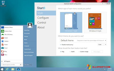 Ekrānuzņēmums Start8 Windows XP