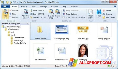 Ekrānuzņēmums WinZip Windows XP