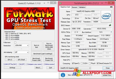 Ekrānuzņēmums FurMark Windows XP