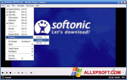 Ekrānuzņēmums Media Player Classic Windows XP