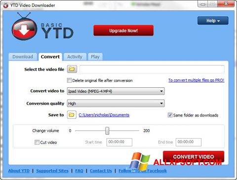 Ekrānuzņēmums YTD Video Downloader Windows XP