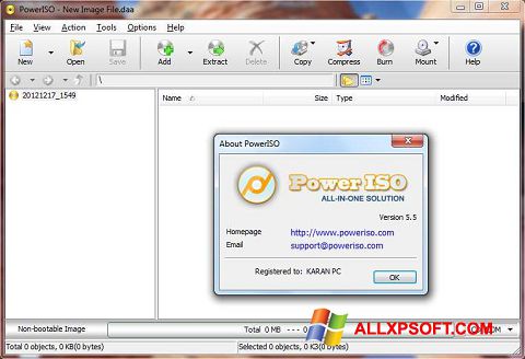 Ekrānuzņēmums PowerISO Windows XP