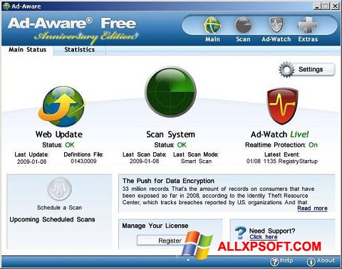 Ekrānuzņēmums Ad-Aware Free Windows XP