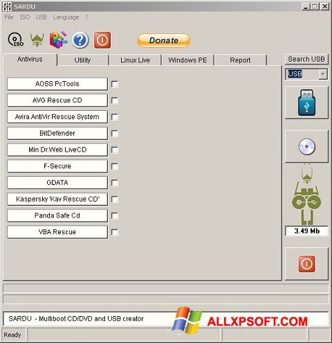 Ekrānuzņēmums SARDU Windows XP
