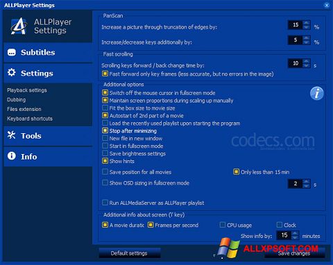 Ekrānuzņēmums ALLPlayer Windows XP