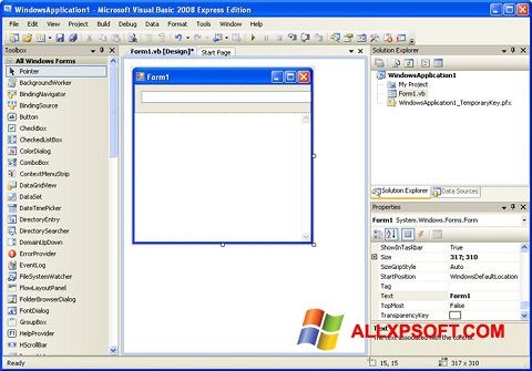 Ekrānuzņēmums Microsoft Visual Basic Windows XP